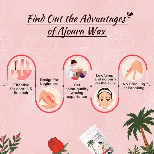 Miniatura 5 de Ajoura Frijoles de cera de rosa dura de 1 libra para depilación de cuerpo completo – Bikini, cara, cejas, espalda, pecho, piernas, axila, labio Rojo