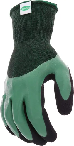 Miniatura 3 de Scotts Guantes de trabajo de látex con doble inmersión para hombre, resistentes al agua, excelente agarre, resistentes a la abrasión, verde/negro