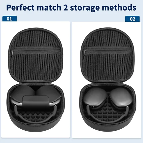 Miniatura 2 de Funda para auriculares Apple Airpods Max, estuche duro portátil de viaje para auriculares, bolsa con malla y cremallera para cargador y accesorios