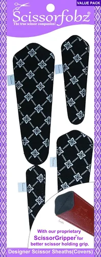 Miniatura 39 de Fundas protectoras para tijeras de diseñador, 4 unidades, tamaño surtido, diseño floral victoriano azul #4-304 Jardín floral victoriano azul