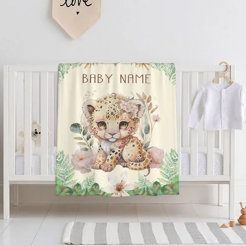 Miniatura 24 de Mantas de bebé personalizadas con diseño de animales, manta personalizada con nombre para niños y niñas, manta de bebé personalizada, regalos