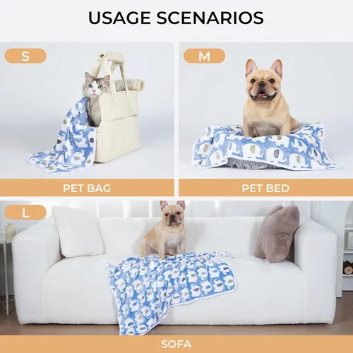 Miniatura 2 de 1 paquete de 3 mantas súper suaves y esponjosas de franela, de calidad premium, con patrón lindo de elefante, para mascotas, perros, cachorros o Azul