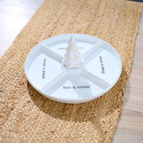 Miniatura 3 de Mud Pie Circa Divided Tray, White, 12 1/4" dia Base para plaquitas intercambiables