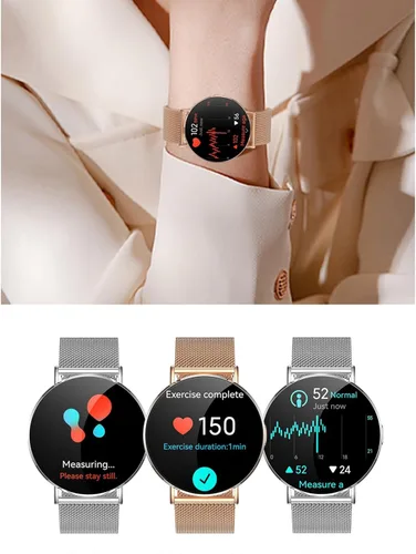Miniatura 3 de Reloj inteligente para mujer, pantalla AMOLED de 1.32 pulgadas, frecuencia cardíaca, SpO2, monitor de sueño, calorías, clima, más de 100 modos