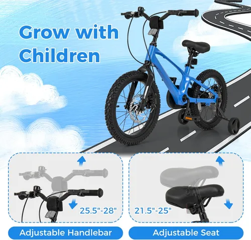 Miniatura 4 de BABY JOY Bicicleta para niños, bicicleta deportiva de aleación ligera de 16 pulgadas con frenos de disco dual, ruedas de entrenamiento, suspensión