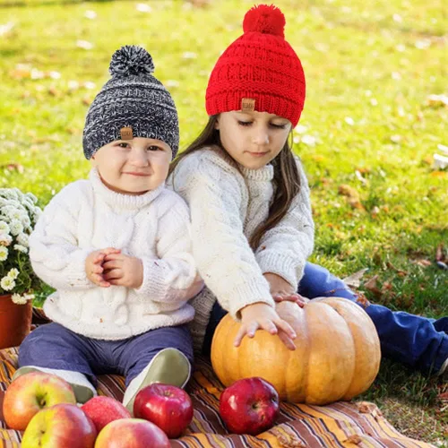 Miniatura 4 de REDESS Baby Kids Winter Warm Hats, Infant Toddler Children Pom Pom Beanie Knit Cap Girls Boys