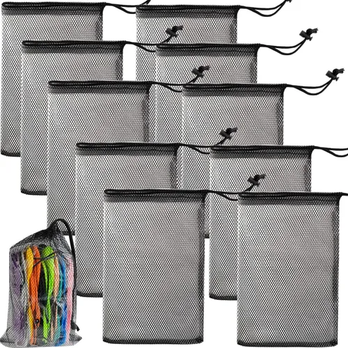 GXXMEI 10 bolsas de malla de nailon con cordón de 8 x 12 pulgadas con cierre de cordón para lavandería, bolsa pequeña de gimnasio para baloncesto,