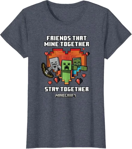 Miniatura 14 de Minecraft Camiseta de San Valentín Friends That Mine Together Mobs, Negro