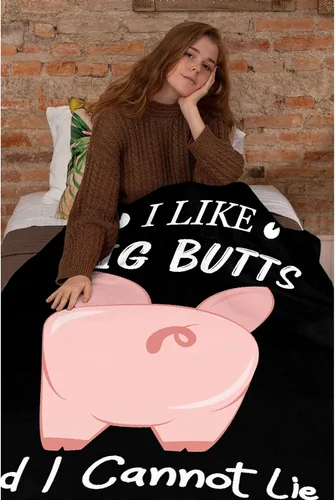 Miniatura 5 de Manta con texto en inglés "I Like Pig Butts and I Cannot Lie, manta de franela polar Kawaii perfecta para los amantes de los cerdos, manta ligera