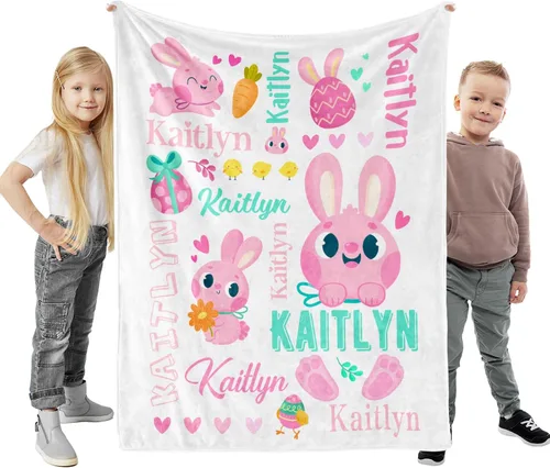 Miniatura 21 de Manta de bebé personalizada, manta con nombre personalizado para niños, bebés y adultos, mantas con animales personalizadas para niñas, niños