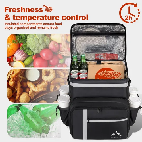 Miniatura 2 de Mochila de entrega de alimentos GoHimal, bolsas aisladas para entrega de alimentos para bicicleta de comida para llevar, bolsa grande de pizza