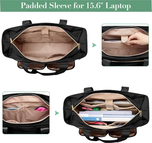 Miniatura 4 de Fasrom Bolsa de mano para profesores para mujeres de trabajo, bolsa grande para profesores con funda acolchada para laptop de hasta 15.6 pulgadas