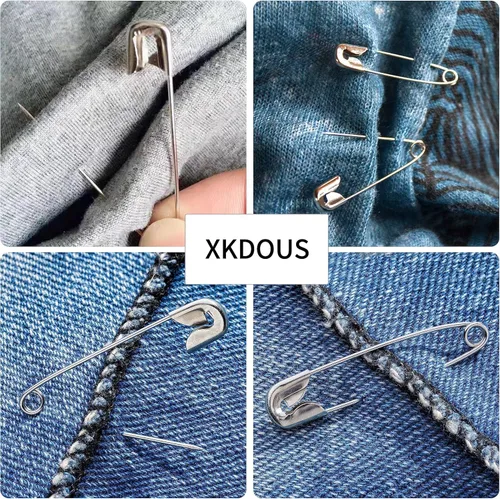 Miniatura 6 de XKDOUS Alfileres de seguridad grandes de 2.2 pulgadas, 200 piezas, alfileres plateados a granel resistentes para ropa, costura, manualidades