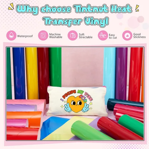 Miniatura 3 de Tintnut Vinilo de transferencia de calor de color brillante, 24 hojas de 12 x 10 pulgadas, vinilo multicolor para planchar para camisetas, bolsas