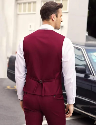 Miniatura 4 de COOFANDY - Chaleco de traje en capas para hombre, chalecos de vestir formales, chaleco de boda ajustado