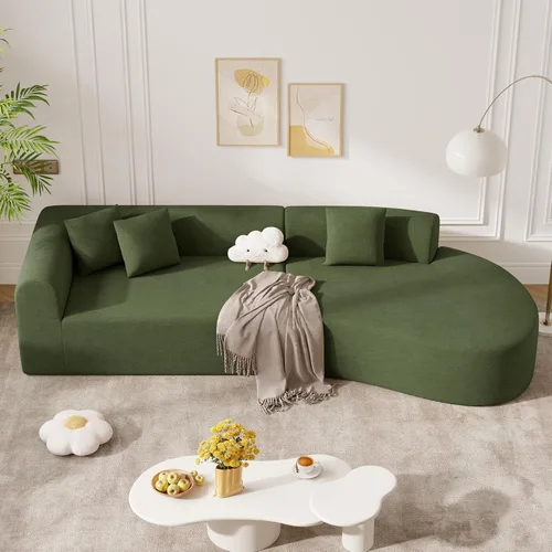 Miniatura 11 de Sofá modular modular de 126 pulgadas, moderno sofá curvado de nube con asiento profundo, sofás tapizados de gran tamaño para sala de estar, no Beige