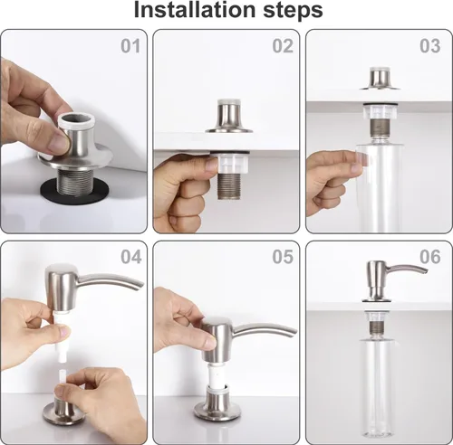 Miniatura 8 de GAGALIFE Dispensador de jabón para fregadero de cocina con botella grande de 17 onzas, dispensador de jabón para fregadero de cocina, recarga desde