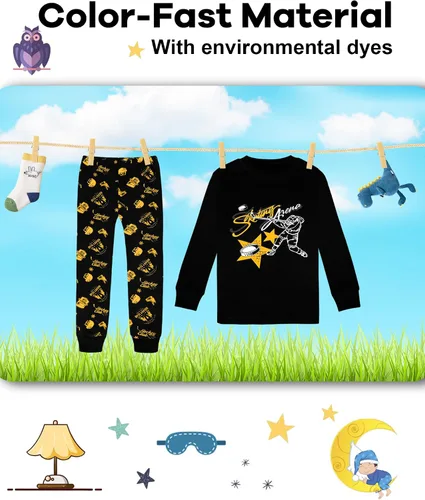 Miniatura 7 de DAUGHTER QUEEN Pijama para niños de 4 piezas, 100% algodón, talla 18 meses a 12 años