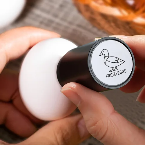 Miniatura 4 de Sello de huevo personalizado para huevos frescos, texto personalizado, impermeable, sello de huevo de gallina con caja de metal, 4 colores y 42