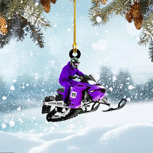 Miniatura 7 de Zapatos de motos de nieve personalizados personalizados adorno de Navidad de acrílico para amantes de motos de nieve (SM 1)