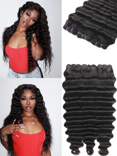 Miniatura 23 de Paquetes de cabello brasileño suelto de onda profunda con cierre, 3 paquetes y cierre de cabello humano de 10, 12, 14+10 pulgadas, 100% sin