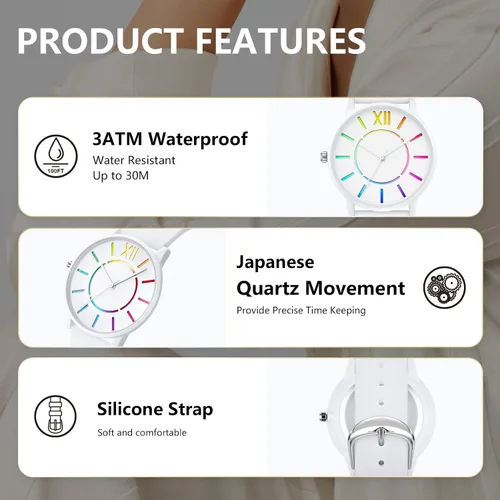 Miniatura 6 de Unisex Watch Fashion Analog Quartz Watches Silicone Bands Waterproof Wrist Watch Best Gift for Women Men