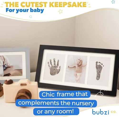 Miniatura 5 de Bubzi Co Kit de huellas de manos y marco de fotos de huellas para niñas y niños recién nacidos, set de regalo único para baby shower, decoraciones