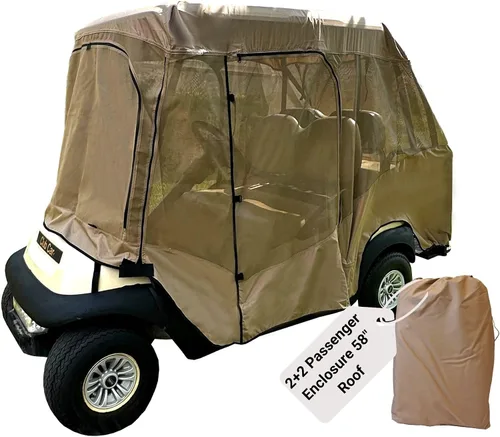 Miniatura 10 de Formosa Covers Cubierta de lluvia para carrito de golf actualizada 2+2, techo corto, EZGO, coche club, cremallera de puerta YKK duradera, bolsillos