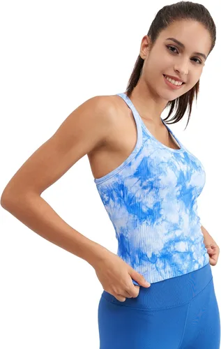 Miniatura 71 de sphinx cat - Camiseta corta de entrenamiento para mujer, camiseta sin mangas, acanalada, con espalda cruzada y brasier integrado
