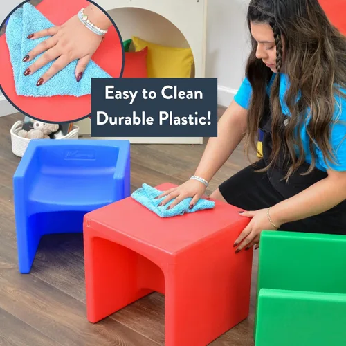Miniatura 4 de Children's Factory Silla cúbica 3 en 1 para niños, muebles de aula de asientos flexibles, paquete de 1, color verde