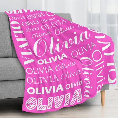 Miniatura 5 de Manta personalizada con nombre para niños y adultos, manta de franela personalizada con nombre Color 07