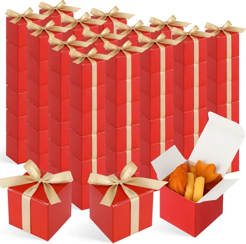 Miniatura 12 de Jutom 100 mini cajas de regalo, cajas de dulces extra pequeñas de papel con cinta dorada para el día de San Valentín, cumpleaños, boda, aniversario
