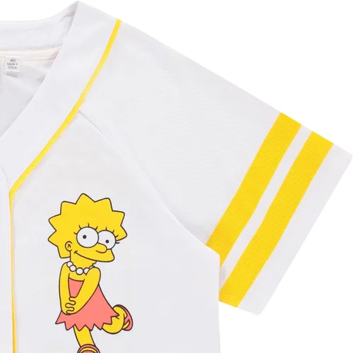 Miniatura 4 de The Simpsons Camiseta de béisbol para mujer - Lisa, Krusty, Bart and Homer Simpson malla con botones