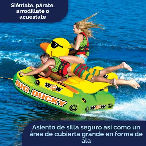Miniatura 4 de Wow Sports Big Ducky - Tubo de cubierta remolcable – 1 – 3 personas – Capacidad de 510 libras – Diseño de pato – para navegación – Jóvenes y adultos