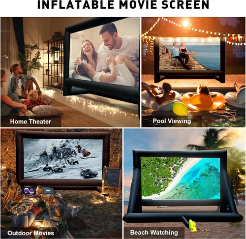 Miniatura 6 de Pantalla de Proyector Inflable, Pantalla de Película Inflable de 24 Pies para Proyector Exterior, Diseño de Una Pieza de Fácil Instalación