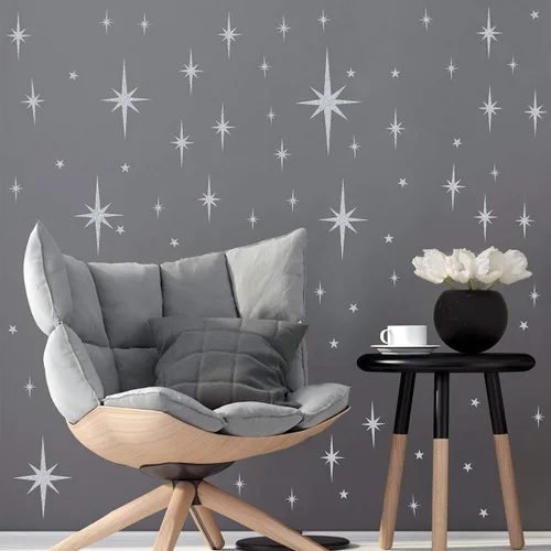 Miniatura 4 de Calcomanías de pared retro con diseño de estrella en explosión de estrellas, calcomanías de pared de estrellas atómicas, decoración moderna