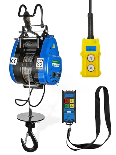 Mxmoonant Polipasto Eléctrico de 250 kg, Polipasto Eléctrico de Cable Rápido de 19 m/min con Control Remoto, Altura de Elevación de 98 pies/30 m