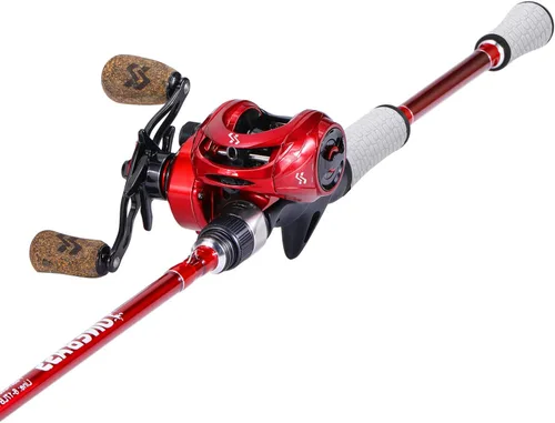 Miniatura 10 de One Bass Spirit Flame Combo de Caña de Pescar y Carrete, Caña de Pescar Giratoria y de Cebo con 2 Piezas de Cuerpo de Grafito, Guías de Acero Azul