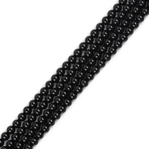 Miniatura 41 de GEM-Inside Cuentas sueltas de piedra natural de lava negra de 8 mm, redondas, piedra de energía para hacer joyas 15' Negro
