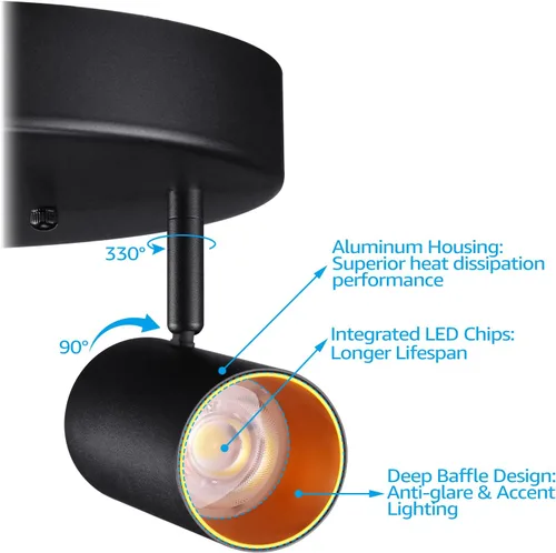 Miniatura 6 de LEONLITE 36W 5CCT - Foco de techo direccional LED de 3 luces, montaje empotrado, iluminación regulable para cocina, pasillo, 110-277 V, 3200 lm