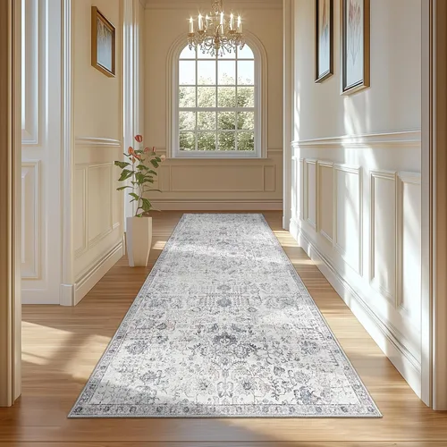 Miniatura 36 de jinchan Kalen - Alfombra de área lavable con diseño floral vintage, alfombra de entrada de medio círculo de 2 x 3, tapete de media luna de pelo
