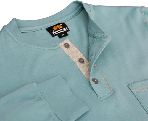 Miniatura 26 de KONRECO Camisas FR para hombre resistentes al fuego/ignífugo CAT2 7oz algodón dos tonos y camisa Henley