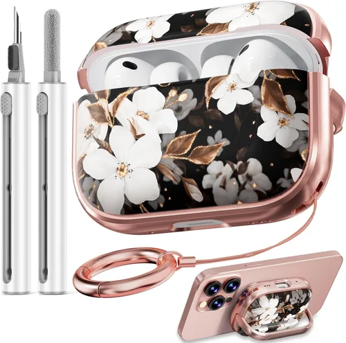 Miniatura 54 de Inesore Funda para AirPods Pro 3 2025 con cerradura, funda transparente floral para mujeres, compatible con Apple Airpods Pro de 3ª