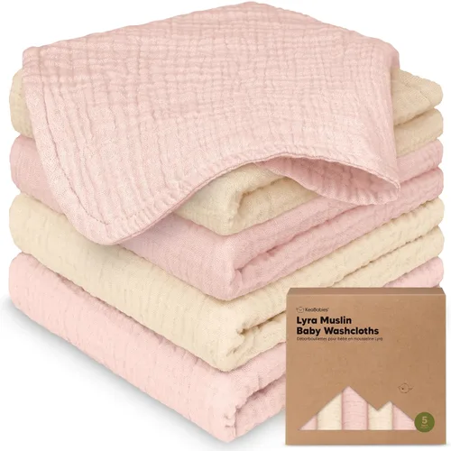 Paquete de 5 paños de muselina para recién nacidos, 12 x 12 pulgadas, suaves y absorbentes, de muselina de algodón orgánico, para bebés, niñas,