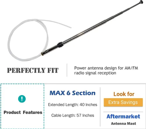 Miniatura 2 de Anina Mástil de antena de alimentación compatible con Lexus ES250-ES300-GS300-LS400-SC300-SC300-SC400-SC430 Mástil de antena del mercado