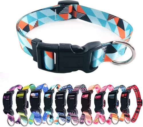 Miniatura 8 de Love Dream Collar de perro resistente con hebilla de liberación rápida ajustable con patrones geométricos florales para perros pequeños, medianos