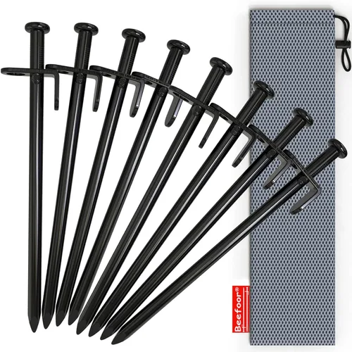 BareFour - Estacas resistentes para tienda de campaña de 8 pulgadas, estacas de acero forjado, irrompibles e inflexibles, disponibles en campo de