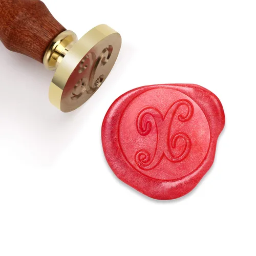 Miniatura 8 de Sello de cera Mceal, sello de latón con mango de madera, sello grande de 30 mm, letra H caligráfica