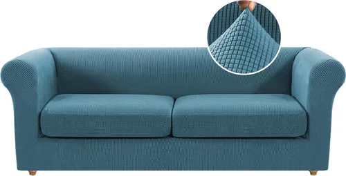 Miniatura 40 de Funda para silla Chesterfield de 2 piezas para sofá de 1 cojín, fundas para silla de brazo alto, 1 asiento, alta elasticidad, lavable, protector