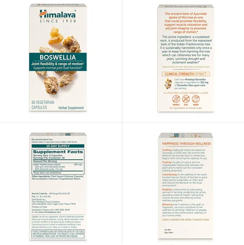 Miniatura 6 de Himalaya Boswellia, apoyo articular para movilidad y flexibilidad, promueve la preservación de tejidos, 250 mg, 60 cápsulas, suministro de 1 mes
